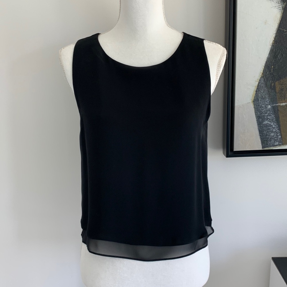 Alice & Olivia black lined sleeveless top S/P